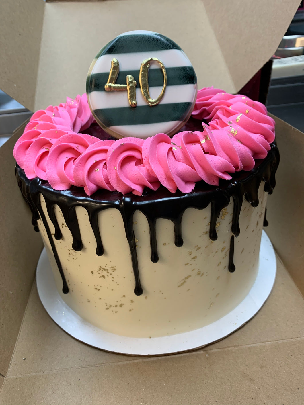 Pink and Black with Striped with Cookie Topper