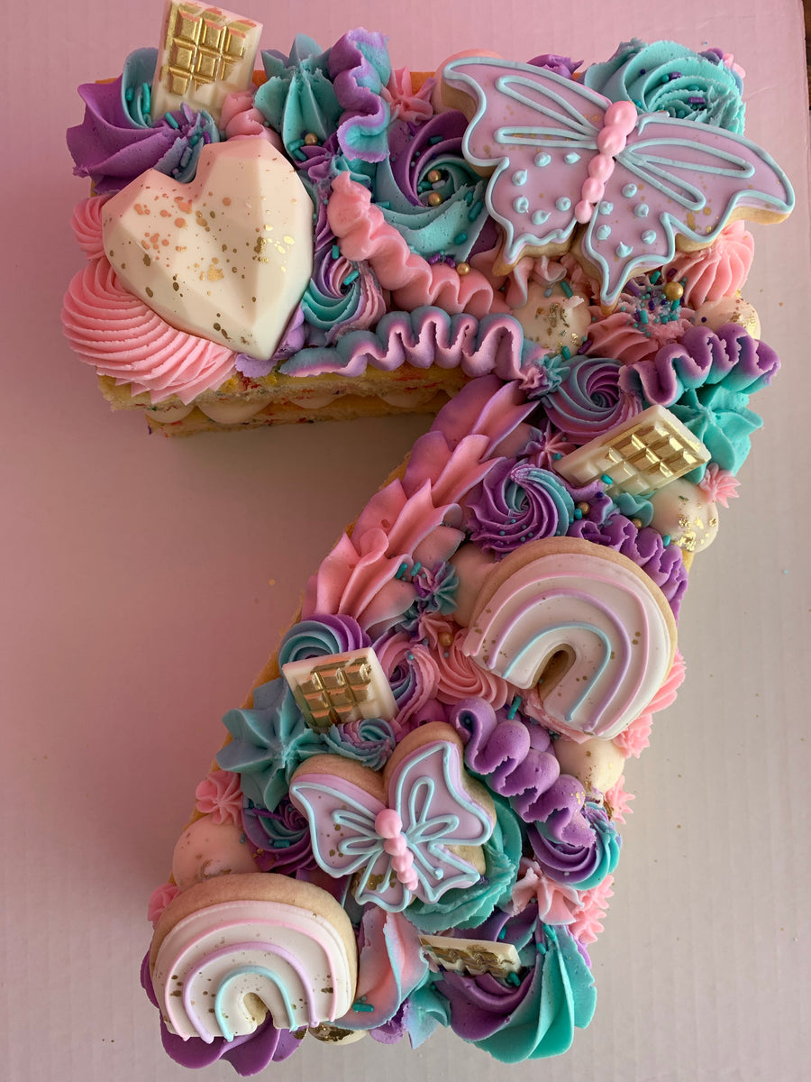 Butterfly rainbow Number Cake – MSO Cookies + Cakes